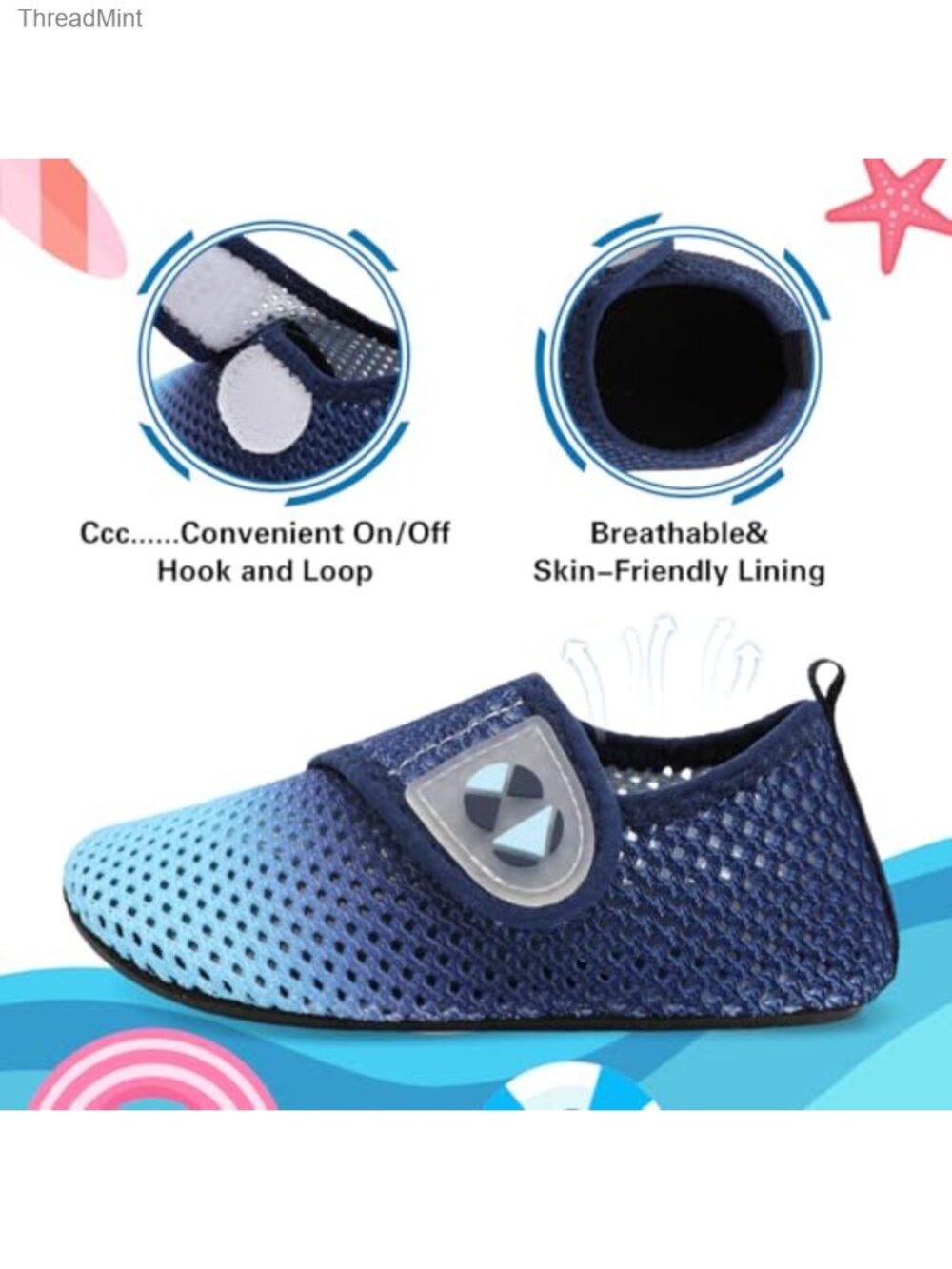 Kids Water Shoes Boys Girls Breathable Quick Dry Swim Pool Shoes Toddler Aqua